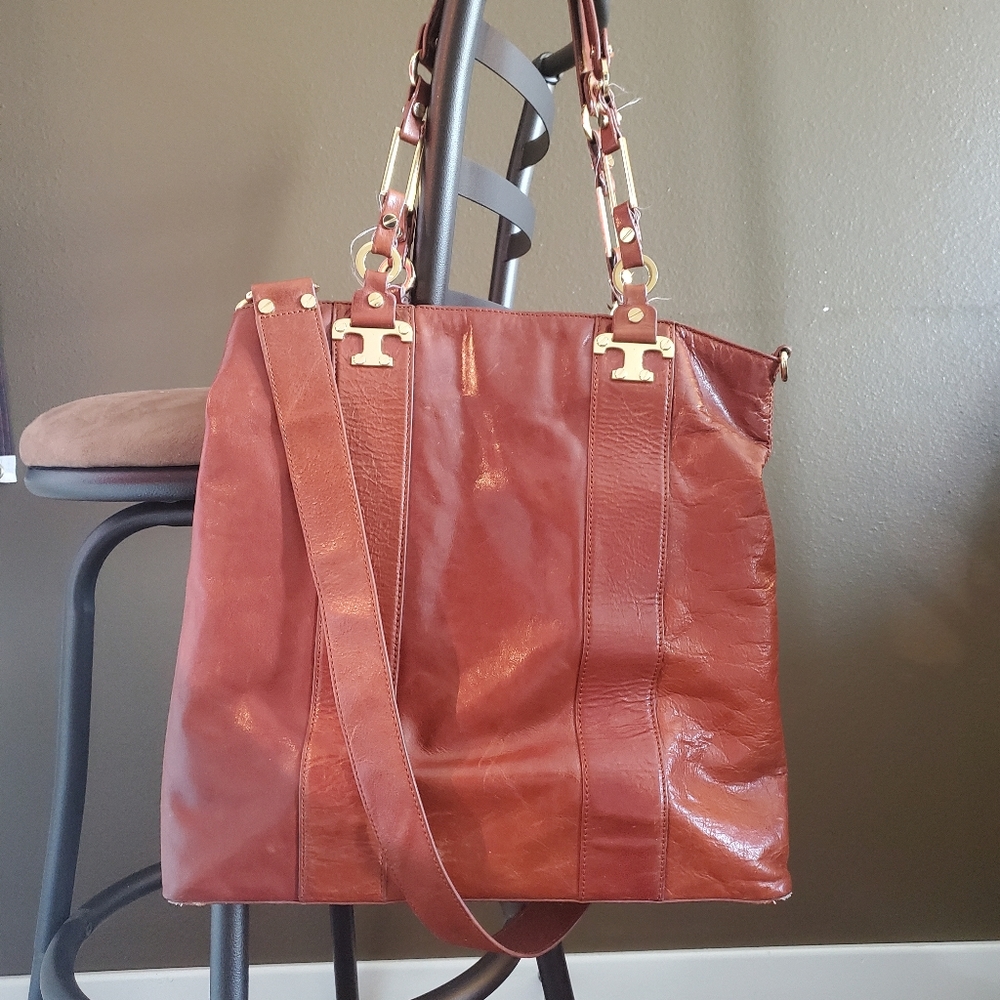 Vintage Brown Leather Tory Burch Tote